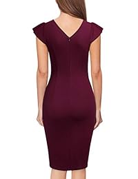Knitee Elegante cuello en V Criss Cross Cap Sleeve Evening Party Cocktail Bodycon vaina lápiz vestido