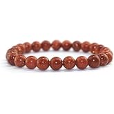 Pachamama Essentials Natural Gemstone Bracelet 7-7.5 In Stretch Gems Stones 8mm Round - Beads Healing Crystals Quartz - Chakra Bracelet (Red Goldstone)