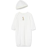 Little Me Clothes Baby Gender Neutral 2-Pc Nightgown and Cap Set 100% Cotton with Elastic Bottom, Baby Essentials,0-3 Months