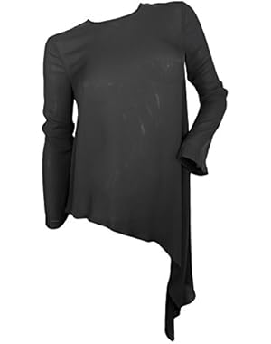 Women's Black Asymmetrical Hem Overblouse