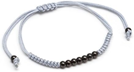 ZENGER Rhodium Plated Beads Macrame Bracelet (Grey)
