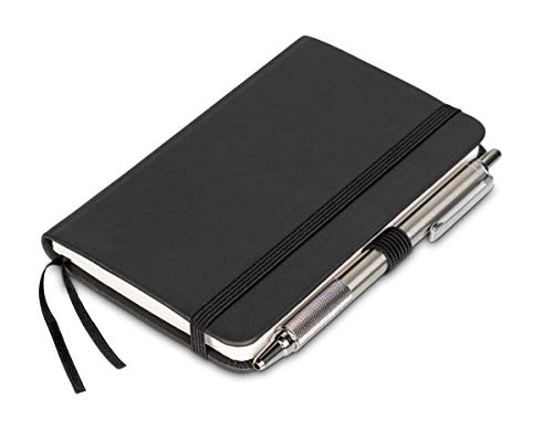 Pocket Notebook (3-Pack) Lined 120gsm, Small 3.5" x 5.5" Mini Note Pad, Black Tiny Hardcover Notebook with Pen Holder, Field Journal Notes, Memo Pad, Pockets, Thick Ruled/Lined Paper - Thumbnail 4