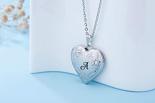 YOUFENG Locket Necklace that Holds Pictures Initial Alphabet A-Z Letter Pendant Necklace Platinum Plated Gifts for Women - Image 4