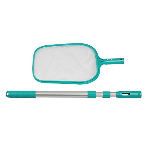 POOLWHALE Economy Pool Leaf Skimmer Net with Adjustable 3 Sections Telescopic Pole/EZ Clip handle
