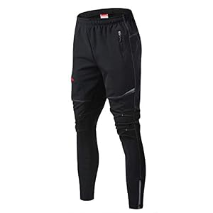 JOGVELO Cycling Trousers, Mtb Pants Winter Fleece Thermal Waterproof Windproof Sports Pants for Men Black