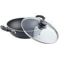 YADNESH Deep Kadhai Induction Base Non-Stick Kadai with Glass Lid Non Stick Frying Pan Wok Flat Bottom Non Stick All Purpose Pan Non-Stick Aluminium Kadhai Deep Fry Pan (240mm) 2.2Ltr