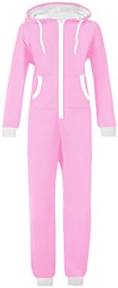 WOTOGOLD Men and Women Adult Pajamas Sportswear Hooded Unisex Jumpsuit