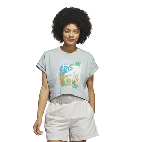 adidas Women's European Summer Graphic T-Shirt, Wonder Sage, Small at Amazon