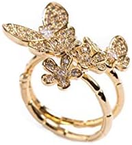 Evelyn Lozada Garden Ring with Swarovski Crystal Pavé Flowers, Small & Large Signature Butterfly - Size 6 Adjustable