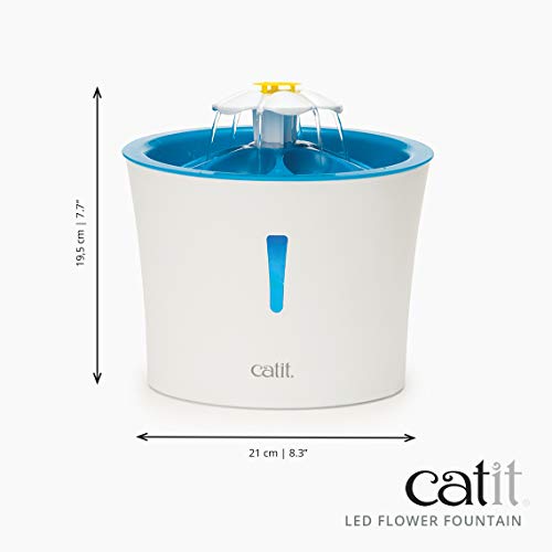 Catit LED Flower Fountain with Triple Action Filter, Cat Drinking Water