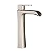 BWE Vessel Sink Faucet with Supply Line Waterfall Spout Single Handle One Hole Bathroom Lavatory Faucets Mixer Tap Tall Body Deck Mount Brushed Nickel