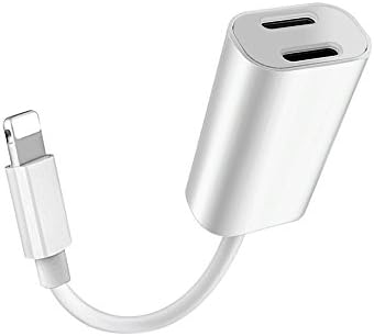 2-in-1 Lightning Splitter Adapter for iPhone 7/8/X/7 plus/8 plus, Double lightning ports for dual Lightning Headphone Audio and Charge Adapter. (Compatible IOS 10.3, IOS 11 and Later)-White