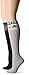 K. Bell Women's Textured Knee High Socks with Stripe and Patterned Top, Black Sleet, 9-11