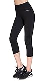 Women's Activewear Yoga Pants High Rise Slim Fit Tights Cropped Capris,Large / 12/14,Black