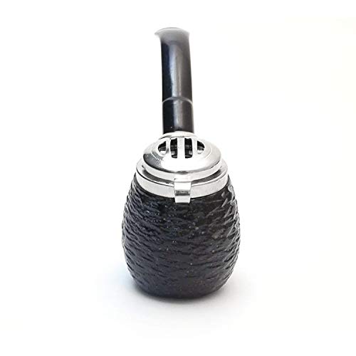 Mr. Brog Full Bent Smoking Tobacco Pipe - Model No: 21 Old Army Ebony Rusticated - Pear Wood Roots - Hand Made - Thumbnail 5