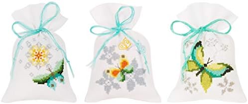 Vervaco Cross Stitch Bag Kit Butterflies (Set of 3) 3.2" x 4.8"