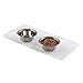 mDesign Premium Quality Square Pet Food and Water Bowl Feeding Mat for Dogs and Cats, Waterproof Non-Slip Durable Silicone Placemat - Food Safe - Small, Linelle Collection, 2 Pack - Clear