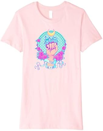 Womens Fight Like Girls Crystal Brass Knuckles Pastel Goth T Shirt Small Pink