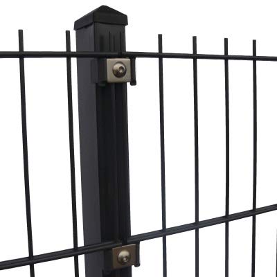Doppelstabmattenzaun Höhe 1,43 m Zaun komplett Set 42,5m bis 60 m Anthrazit + Moosgrün (55m, Anthrazit Ral 7016)
