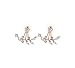 Fashion Silver Plated Leaf Crystal Ear Jacket Double Sided Swing Stud Earrings Gift