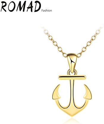 Sproutt Women Gold Plated Anchor Shiny Clear Stones Pendant Necklace