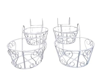 TNZ Creations Modern Style Metal Naturals-Balcony Railing Planter | Plant Stand Basket, Plant Holder, Window Planter (Pack of 4)