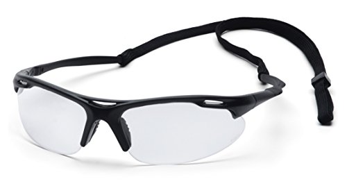 Pyramex Safety Avante Eyewear, Black Frame, Clear Lens with Cord