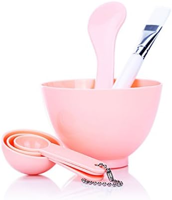 Wonpurs 6-1 Face Mask Mixing Bowl Set Include Spatula Brush Stick Measure Spoon (Pink)
