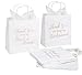 Juvale 11 Bridesmaid and 1 Maid of Honor Thank You Paper Gift Bag Rose Gold Foil Text Includes 20 Sheets of Tissue Paper Perfect for Bridal Party Favours White 23 x 20 x 10 cm