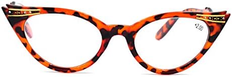 Amillet Vintage Ladies Cat Eye Reading Glasses with Rhinestones for Women