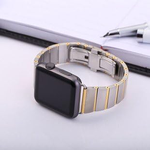 CCLOON Omega Stainless Steel Chain Strap Charm Apple Watch Band Derma Wrist Genius iWatch Band for Apple Watch 42MM Unique Charming (Gold)