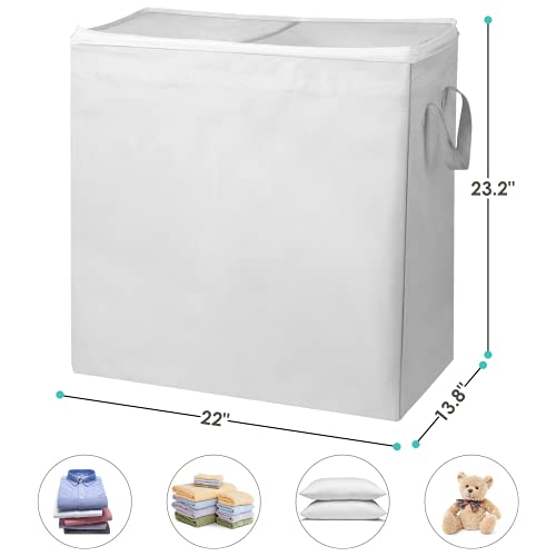 CRZDEAL Double Laundry Hamper with Zippered Lid Fiber Tube Support