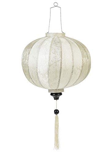 Terrapain Trading Vietnamese Oriental Silk & Bamboo Handcrafted Lantern Lamp Chinese White 20