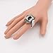 Lavencious Flower Shape CZ & Rhinestone Cocktail Stretch Ring Party Ring for Women (Black)
