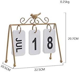 ZhihuaHd Wrought Iron Bird Calendar Decoration Small Decoration Creative Study Desk Desktop European flip Calendar Date Decoration Fine Jewelry Decorations (Color : Black)