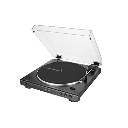 Audio-Technica AT-LP60XBT-BK Fully Automatic Bluetooth Belt-Drive Stereo Turntable, Black, Hi-Fidelity, Plays 33 -1/3 and 45 RPM Vinyl Records, Dust Cover, Anti-Resonance, Die-cast Aluminum Platter