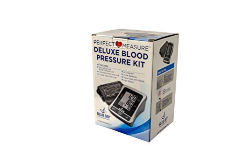 Blue Jay Perfect Measure Deluxe Large Digit Arm Blood Pressure Kit - Blood Pressure Measuring Kit, Adult BP Meter, 2 Arm Cuffs, AC Adapter Charger, Professional Diagnostic Device. Health Monitors