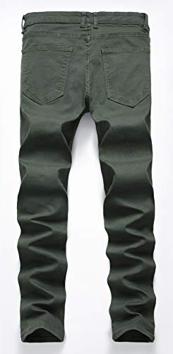 Qazel Vorrlon Men's Light Blue Skinny Ripped Jeans Destroyed Distressed Pencil Pants Khaki,Size 40