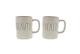 Rae Dunn by Magenta BEAUTY and BEAST in large letters 2 mug set in Box Coffee Tea