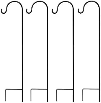 MTB Shepherd Hook 48 Inch Black Strong Rust Resistant Steel Ideal for Hanging Planter, Bird Feeders, Lanterns, Solar Lights, Mason Jars,Hummingbird Feeder Hanger.Shepherds Hook (4 Pack)