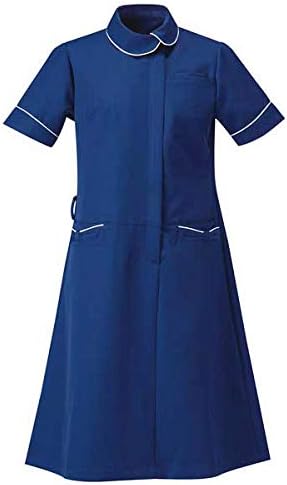 Amazon Co Jp Aitoz アイトス アシンメトリーカラーワンピース ナースワンピース 医療白衣 半袖 ネイビー ホワイト M 服 ファッション小物