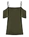 ZANZEA Womens Cold Shoulder Tops Sexy Casual Summer T Shirt Tee Short Ruffle Sleeve Spaghetti Strap Blouses Army Green US 4