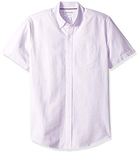 Amazon Essentials Men's Regular-Fit Short-Sleeve Pocket Oxford Shirt, Lavender, X-Large
