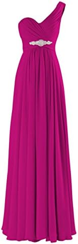 CaliaDress Women One Shoulder Bridesmaid Dress Prom Evening Gowns Long C198LF Fushia US26W