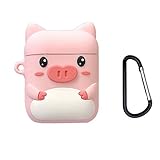 Awin Case for Airpods Case,AirPods 2 Case,Airpods Accessories,Airpods Skin,Cute Cartoon Pink Piglet Slicone Girls Kids Protective Cover Case Compatible for Airpods 1 & 2 Charging Case (Pink Piglet)
