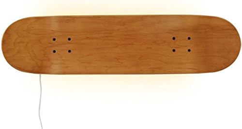 Casper Skateboard themed Leds Wall Lamp, natural wood color. Light, Home Decor for Bedroom Sports Fan Children's. Honey