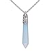 Justinstones Synthetic Opalite Moonstone Hexagonal Pointed Reiki Chakra Pendant Necklace 20 Inch High-grade Iron Gift Box