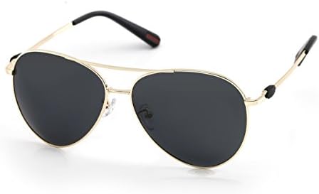 Orangecirle Aviator Sunglasses For Men Polarized Metal Frame For Cycling (Black lens &amp; Gloden frame)