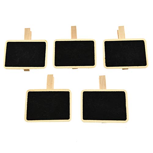 WEFOO Set of 30 Rectangle Wood Mini Chalkboard Clip Wooden Message Board Tag Signs for Wedding Party Decor, Note Taking, Memo, Food Label,Black,2.9 x 2.6 x 0.5 inches - Thumbnail 3