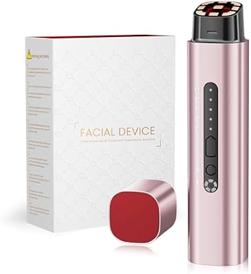 Appareil Visage Radiofréquence Beauté Massage 5-en-1,EMS & Luminothérapie 5 LED,Soins du Visage Professionnels pour le visage et le cou:atténue les rides et ridules,raffermit et lisse la peau(Or Rose)